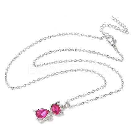 Cat Shape Alloy Rhinestone Pendant Necklaces FS-WG5CA0C-01-1