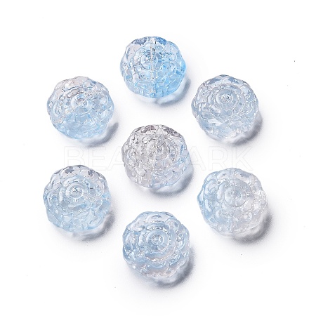 Spray Painted Transparent Glass Beads GLAA-D038-01F-1