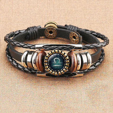 12 Constellations PU Leather Multi-strand Bracelets WGFD09F-07-1