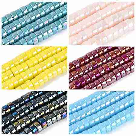 AB Color Plated Opaque Glass Beads Strands GLAA-T026-3x6mm-PM-1