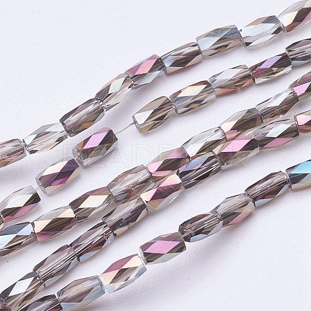 Electroplate Transparent Glass Beads Strands EGLA-E048-I02-1