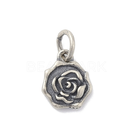 925 Sterling Silver Flower Charms with Jump Rings and 925 Stamp STER-M021-02AS-02-1