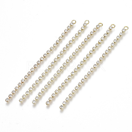 Brass Rhinestone Cup Chains Tassel Big Pendants KK-R129-10G-1