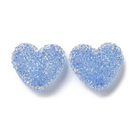 Drusy Heart Resin Rhinestone Beads RESI-C038-01F-1