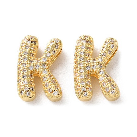 Rack Plating Brass Micro Pave Cubic Zirconia Slide Charms KK-C084-34G-K-1