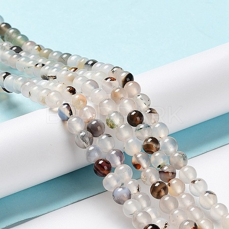 Natural Dendritic Agate Beads Strands G-D845-04-8mm-1
