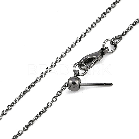 1mm Rack Plating Brass Cable Chain Adjustable Slider Necklaces for Women Men MAK-L044-55B-1