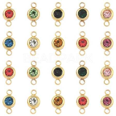 20Pcs 10 Colors 304 Stainless Steel Rhinestone Links/Connectors STAS-YW0010-11-1