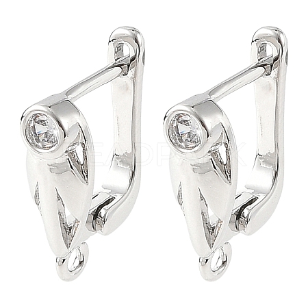 SHEGRACE Brass Micro Pave Cubic Zirconia Hoop Earring Findings XGRQ79313-940P-1