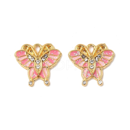 304 Stainless Steel with Crystal Rhinestone Enamel Charms STAS-G358-06G-02-1