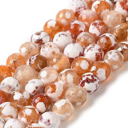 Dyed & Heated Natural Fire Crackle Agate Beads Strands G-P539-B01-12-1