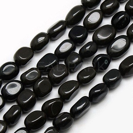 Natural Obsidian Nuggets Beads Strands G-L154-16-1
