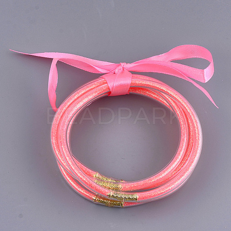 PVC Plastic Buddhist Bangle Sets BJEW-T008-09K-1