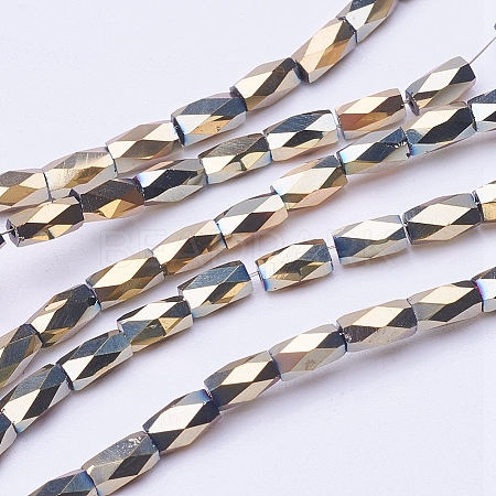 Electroplate Transparent Glass Beads Strands EGLA-E046-F02-1