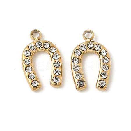304 Stainless Steel Rhinestone Pendants Ion Plating(IP) STAS-V015-12G-1