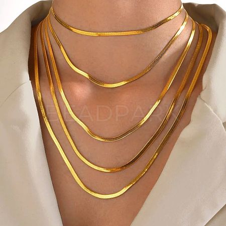 304 Stainless Steel Snake Chain Necklaces for Women WG80FEF-01-1