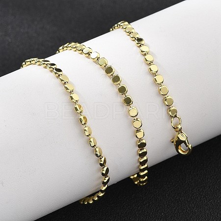 Brass Flat Ball Chain Necklaces for Women X-NJEW-U035-01G-1