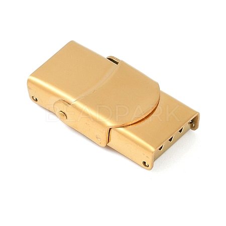 Ion Plating(IP) 201 Stainless Steel Watch Band Clasps STAS-C006-1-02G-1