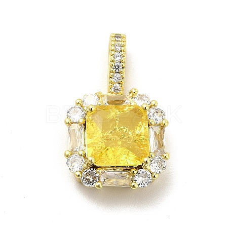 Brass Micro Pave Clear Cubic Zirconia Pendants KK-I695-025G-1