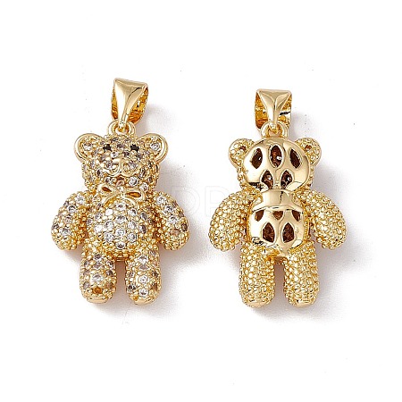 Brass Micro Pave Cubic Zirconia Pendants KK-B061-15G-1