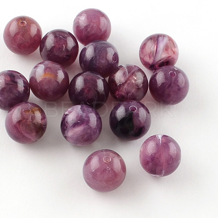 Round Imitation Gemstone Acrylic Beads OACR-R029-6mm-21-1