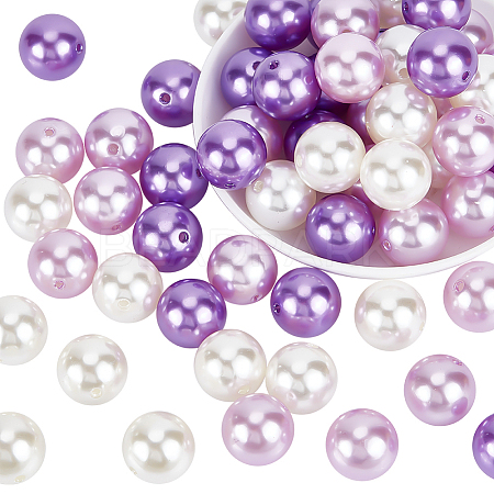   60Pcs 3 Colors Custom Resin Imitation Pearl Beads RESI-PH0001-93-1