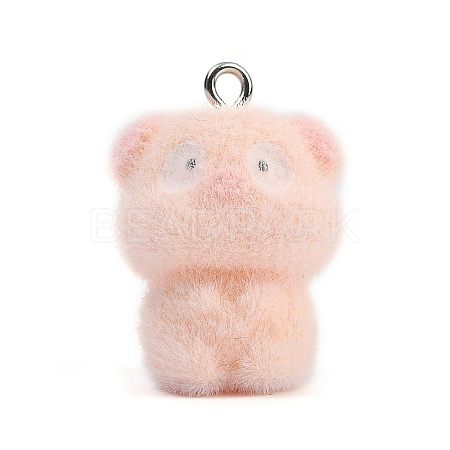 Flocky Opaque Pig Resin Pendants RESI-S026-01P-C-1