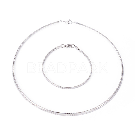 304 Stainless Steel Chain Necklaces & Bracelets Sets SJEW-E334-01C-P-1