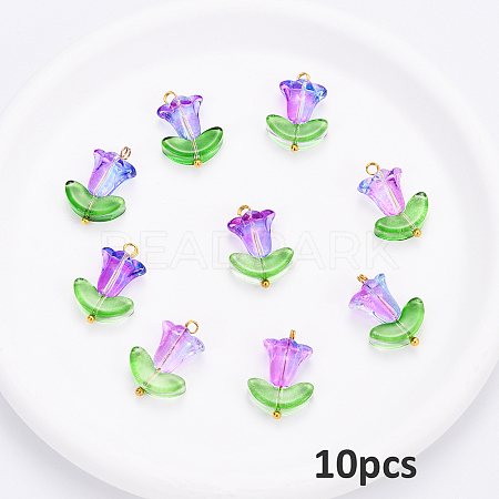 10Pcs Glass Pendants PALLOY-YW00040-01-1