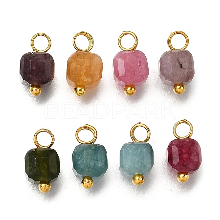 Natural Colorful Tourmaline Faceted Table Cut Cube Charms PALLOY-JF04367-01-1