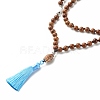 Natural Wenge Wood Beads Mala Prayer Necklace NJEW-JN03754-4