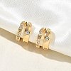 Two-layer C-Shaped Brass Micro Pave Clear Cubic Zirconia Cuff Earrings EJEW-L316-01G-04-2