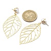 Hollow Leaf Brass Dangle Stud Earrings EJEW-TA00359-3