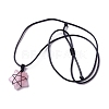 Adjustable Natural Rose Quartz Star Pendant Necklace NJEW-B086-03J-2