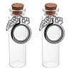 2Pcs Transparent Glass Empty Bottles with 304 Stainless Steel Locket Pendants AJEW-DR00035-1