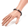 Natural Lava Rock Round Beaded Stretch Bracelet with Alloy Pineapple BJEW-JB08299-3
