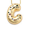 Brass Micro Pave Cubic Zirconia Letter Pendant Necklaces LS-KK-Z069-01G-C-1