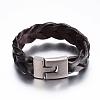 Braided Leather Cord Bracelets BJEW-P169-F01-2