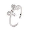 Clear Cubic Zirconia Bowknot Open Cuff Ring RJEW-I094-07P-1