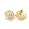 Flower Brass Clear Cubic Zirconia Bead Caps KK-V008-07G-1