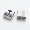 Tarnish Resistant Letter Style 201 Stainless Steel Square Slide Charms STAS-L132-02-1