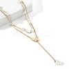 201 Stainless Steel Curb Chains Double Layer Necklaces with ABS Imitation Pearl Beaded NJEW-D055-13G-1