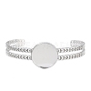 304 Stainless Steel Blank Cuff Bangle Bases with Flat Round Tray SA-CBA82C8-05C-P-2
