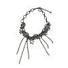 Star Brass & Alloy Crystal Rhinestone Tassel Choker Necklaces FS-WGAD64A-01-5