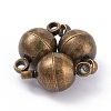Round Brass Magnetic Clasps with Loops X-MC019-AB-1