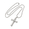 Alloy Cross Pandant Necklace with Link Chains NJEW-K245-003P-3