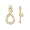 Brass Micro Pave Clear Cubic Zirconia Toggle Clasps CU-CBAC675-05G-2