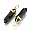 Natural Black Obsidian Bullet Double Terminated Pointed Pendants G-G902-B25-2