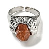 Hexagonal Prism Synthetic Goldstone Open Cuff Rings RJEW-B106-01P-05-3