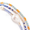 3Pcs 3 Style Natural Pearl & Glass Seed Beaded Stretch Bracelets Set for Women BJEW-JB08891-5